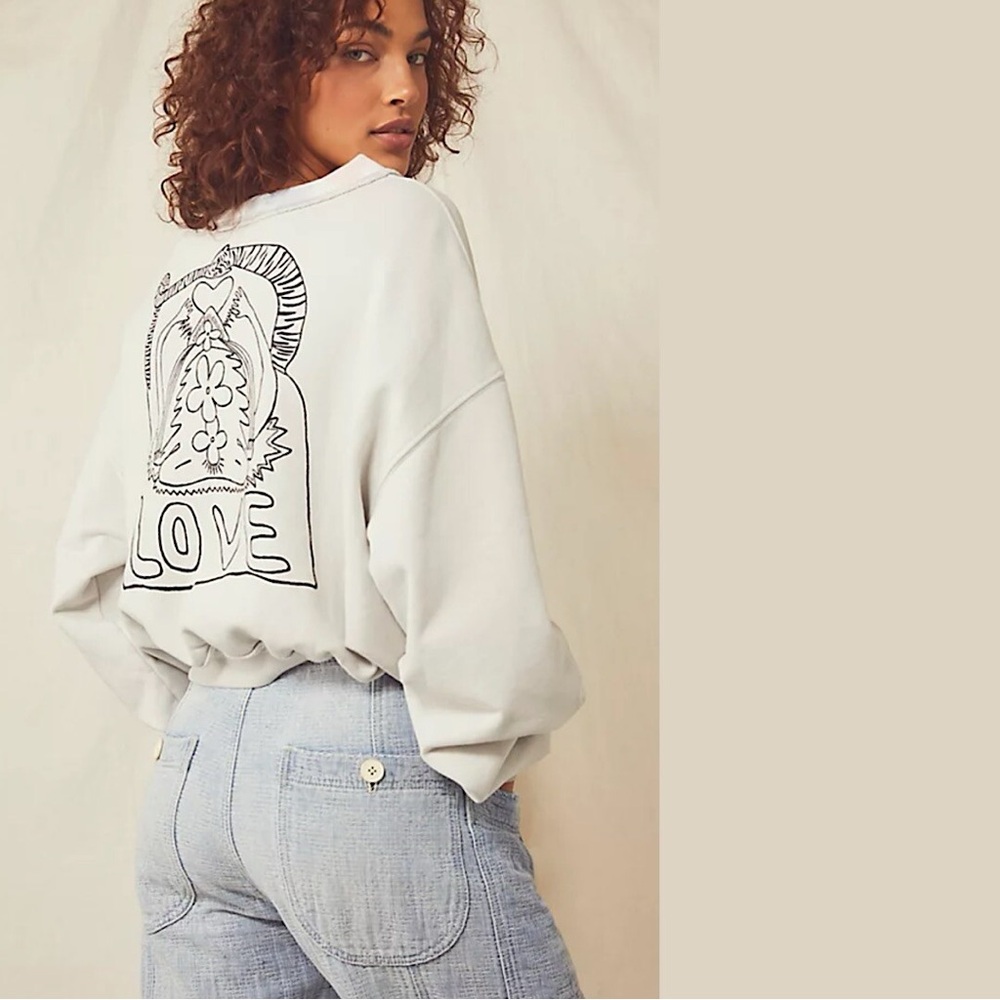 Free People Love Graphic Women's Sweater - Picture 2 of 5